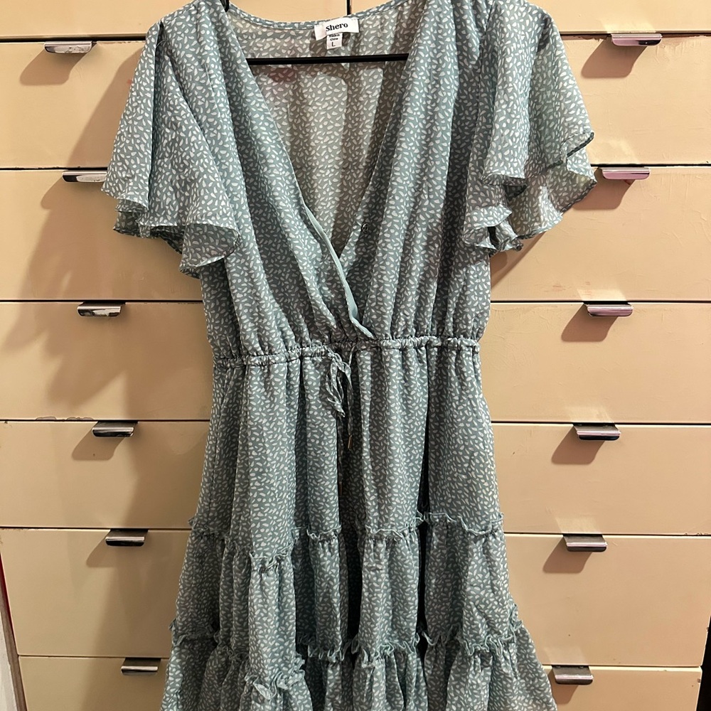 Green Ruffled Tiered Midi Sundress
